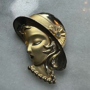 Bonetto Woman Floppy Hat Brooch